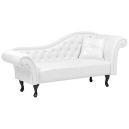 Beliani Right-Hand Chaise Longue Lattes Faux Leather White - thumbnail 5
