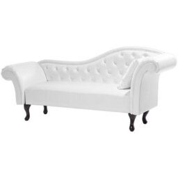 Beliani Right-Hand Chaise Longue Lattes Faux Leather White - thumbnail 6