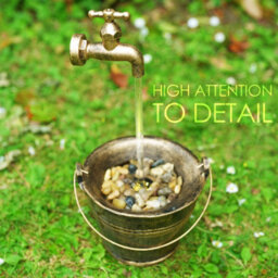 Geezy Solar Water Fountain Led Tap Bucket Solar Water Feature Home Garden Decoration - thumbnail 4