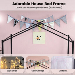 Double Size House Bed Heavy Duty Metal Platform Bed W/2 Drawers - thumbnail 5