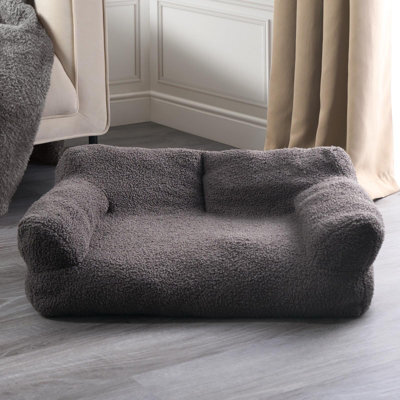 OHS Dog Bed Sofa Cat Washable Fleece Pet Puppy Medium Cushion, Charcoal - image 1