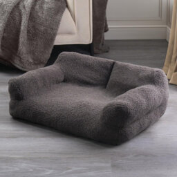 OHS Dog Bed Sofa Cat Washable Fleece Pet Puppy Medium Cushion, Charcoal - thumbnail 2
