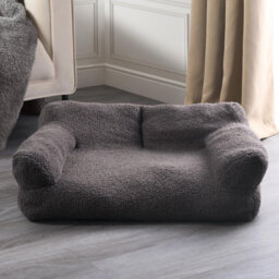OHS Dog Bed Sofa Cat Washable Fleece Pet Puppy Medium Cushion, Charcoal - thumbnail 1