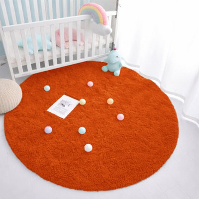 Aspire Homeware Non-Slip Rust Shaggy Rug Soft Fluffy Washable, Round Living Area And Bedroom Rug, (L)120Cm X (W)120Cm - image 1