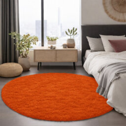 Aspire Homeware Non-Slip Rust Shaggy Rug Soft Fluffy Washable, Round Living Area And Bedroom Rug, (L)120Cm X (W)120Cm - thumbnail 7