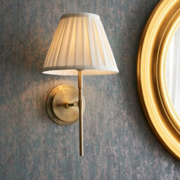 Luminosa Lighting Luminosa Rennes & Carla Wall Lamp With Shade Antique Brass Plate & Cream Fabric - thumbnail 2