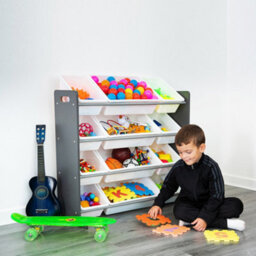 Livivo 4 Tier Kids Toy Storage Unit With 12 Plastic Boxes - thumbnail 8
