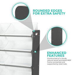 Livivo 4 Tier Kids Toy Storage Unit With 12 Plastic Boxes - thumbnail 3