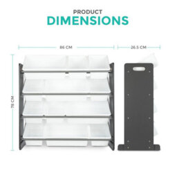 Livivo 4 Tier Kids Toy Storage Unit With 12 Plastic Boxes - thumbnail 4