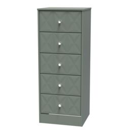 Genoa Ready Assembled Matt Green 5 Drawer Bedside Chest (H)1120mm (W)450mm (D)395mm - thumbnail 2