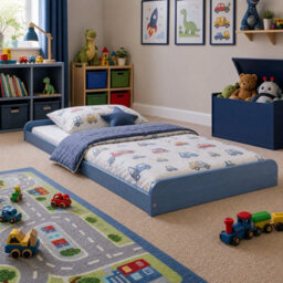 Strictly Beds and Bunks Leon Blue Montessori Pine Low Floor Bed, 2Ft 6 Small Single - thumbnail 1