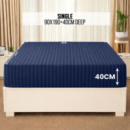 Aspire Homeware Navy Stripe Fitted Sheet 40Cm Extra Deep-100%microfiber Fitted Bed Sheets Single, (L)190Cmx(W)91Cm - thumbnail 6