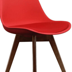 Fusion Living Soho Red Plastic Dining Chair With Squared Dark Wood Legs - thumbnail 3
