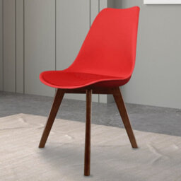 Fusion Living Soho Red Plastic Dining Chair With Squared Dark Wood Legs - thumbnail 2