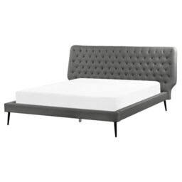 Beliani Bedroom Set Faux Leather Essonne 160 X 200 Cm (Eu King Size) Grey - thumbnail 4
