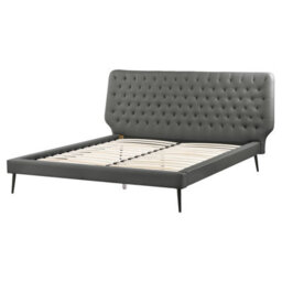 Beliani Bedroom Set Faux Leather Essonne 160 X 200 Cm (Eu King Size) Grey - thumbnail 5