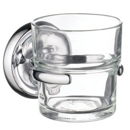 Smedbo Clear Glass Tumbler With Non Rust Brass Wall Mount Holder