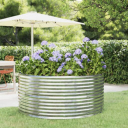 Berkfield Garden Planter Silver 140X140X68 Cm Powder-Coated Steel - thumbnail 1
