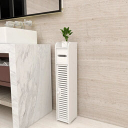 White Pvc Toilet Paper Roll Holder, Bathroom Storage Cabinet - thumbnail 1