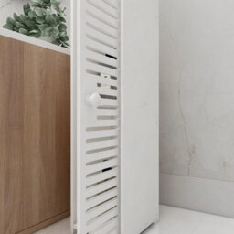 White Pvc Toilet Paper Roll Holder, Bathroom Storage Cabinet - thumbnail 6