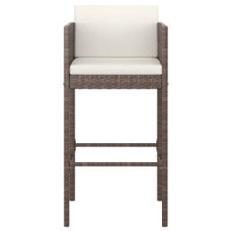 Berkfield 3 Piece Garden Bar Set With Cushions Poly Rattan Brown - thumbnail 4