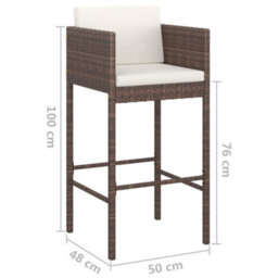 Berkfield 3 Piece Garden Bar Set With Cushions Poly Rattan Brown - thumbnail 8
