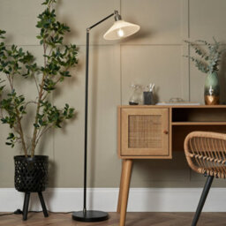 Litecraft Aya 1 Light Satin Nickel Industrial Style Floor Lamp - thumbnail 1