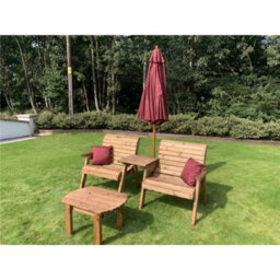 Marlborough Grand Twin Straight With Coffee Table, 2 X Scatter Cushion Burgundy & 1 X Parasol Burgundy & Base - thumbnail 4