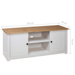 Berkfield Elegant Tv Cabinet White 120X40X50 Cm Solid Pine Wood Panama Range - thumbnail 9