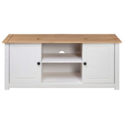 Berkfield Elegant Tv Cabinet White 120X40X50 Cm Solid Pine Wood Panama Range - thumbnail 5