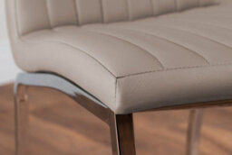 Furniturebox Giovani Rectangular 6 Seat White High Gloss Unique Halo Structural Dining Table Grey Glass Top 6 Beige Faux Leather Isco Chairs - thumbnail 9