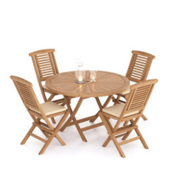 Eterna Amalfi Teak Garden Dining Table & 4 Seat Chair Set - With Black Cushions - thumbnail 4