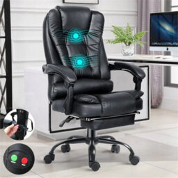 Executive Office Chair Swivel Recliner Home Computer Desk Gaming Chair Footrest 2 Point Massage Chair Black
