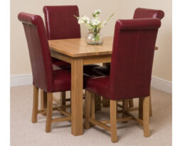 That's Furniture Oslo 90 X 90 Cm Oak Small Dining Table And 4 Chairs Dining Set With Washington Burgundy Leather Chairs - thumbnail 2