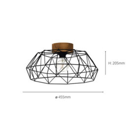 Eglo Padstow Black And Natural Metal/wood Ceiling Light (D) 45.5Cm - thumbnail 3
