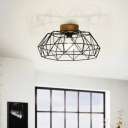 Eglo Padstow Black And Natural Metal/wood Ceiling Light (D) 45.5Cm