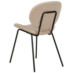 Wyld And Coco Novahome Taupe Boucle Dining Chairs Set Of 2 Armless Black Iron Legs - Modern, Compact. - thumbnail 6