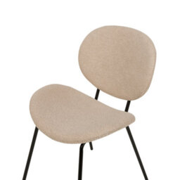 Wyld And Coco Novahome Taupe Boucle Dining Chairs Set Of 2 Armless Black Iron Legs - Modern, Compact. - thumbnail 7