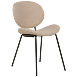 Wyld And Coco Novahome Taupe Boucle Dining Chairs Set Of 2 Armless Black Iron Legs - Modern, Compact. - thumbnail 5