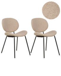 Wyld And Coco Novahome Taupe Boucle Dining Chairs Set Of 2 Armless Black Iron Legs - Modern, Compact. - thumbnail 3