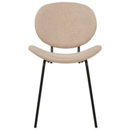 Wyld And Coco Novahome Taupe Boucle Dining Chairs Set Of 2 Armless Black Iron Legs - Modern, Compact. - thumbnail 1