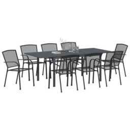 Berkfield Garden Dining Set 9 Pcs Steel - thumbnail 3