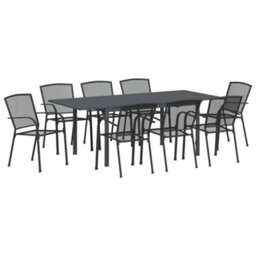 Berkfield Garden Dining Set 9 Pcs Steel - thumbnail 2