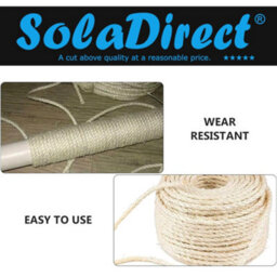 SolaDirect Sisal Rope For Cat Scratcher Cat Tree Repairing - 20 M / 65 Ft Of 6 mm Natural Sisal Rope For Scratching Post Tower Replacement - thumbnail 2