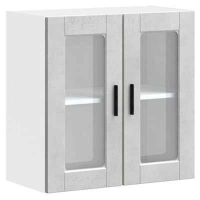 Berkfield Durable Kitchen Wall Cabinet With Glass Door Porto Concrete Grey - image 1