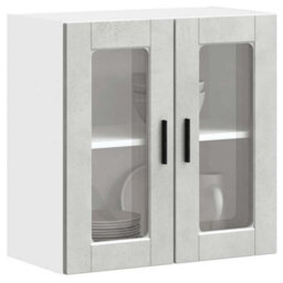 Berkfield Durable Kitchen Wall Cabinet With Glass Door Porto Concrete Grey - thumbnail 6