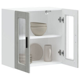 Berkfield Durable Kitchen Wall Cabinet With Glass Door Porto Concrete Grey - thumbnail 5