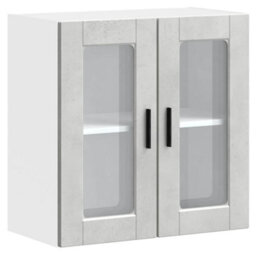 Berkfield Durable Kitchen Wall Cabinet With Glass Door Porto Concrete Grey - thumbnail 1