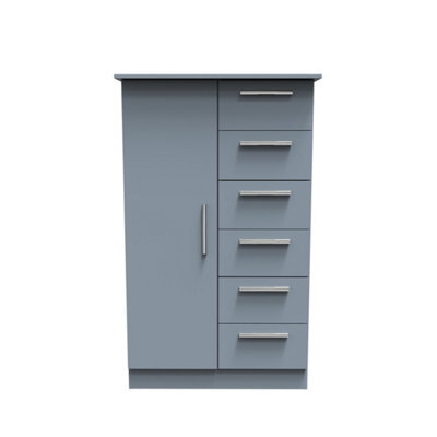 Trent 1 Door 5 Drawer Kids Robe In Denim (Ready Assembled) - image 1