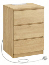 LEDREM Bedside Table With Charging Station, Side End Table With 3 Drawers, 2 Ac Outlets, 2 Usb Ports, Bevelled Drawer Fronts - thumbnail 8